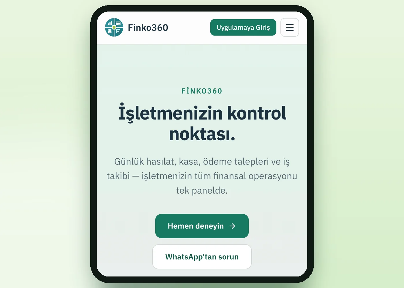 Finko360 uygulamasının ekran görüntüsü